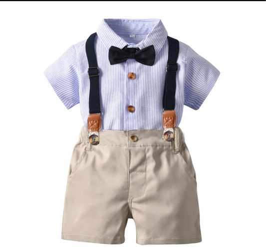 Conjunto de tirantes con camisa azul