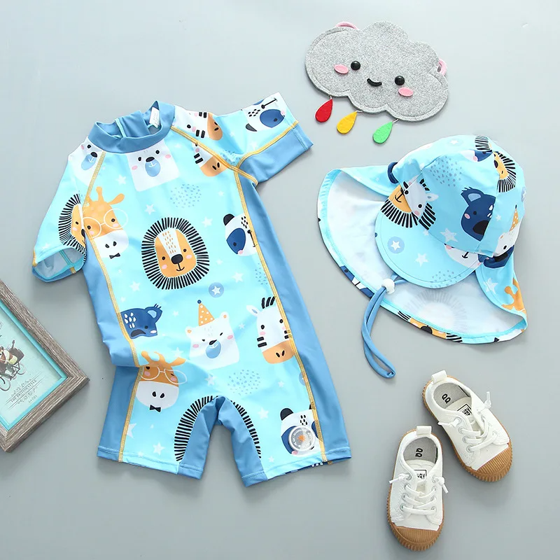 Traje de baño animales azul