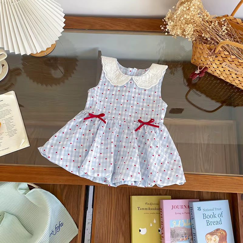 Vestido azul corazones
