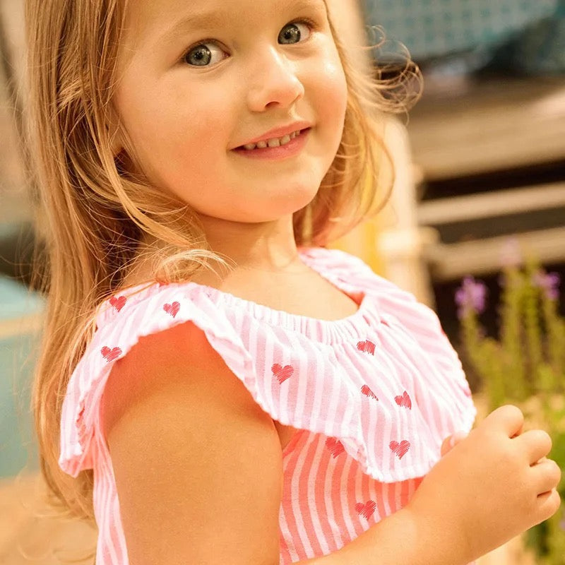 Vestido rosa corazones