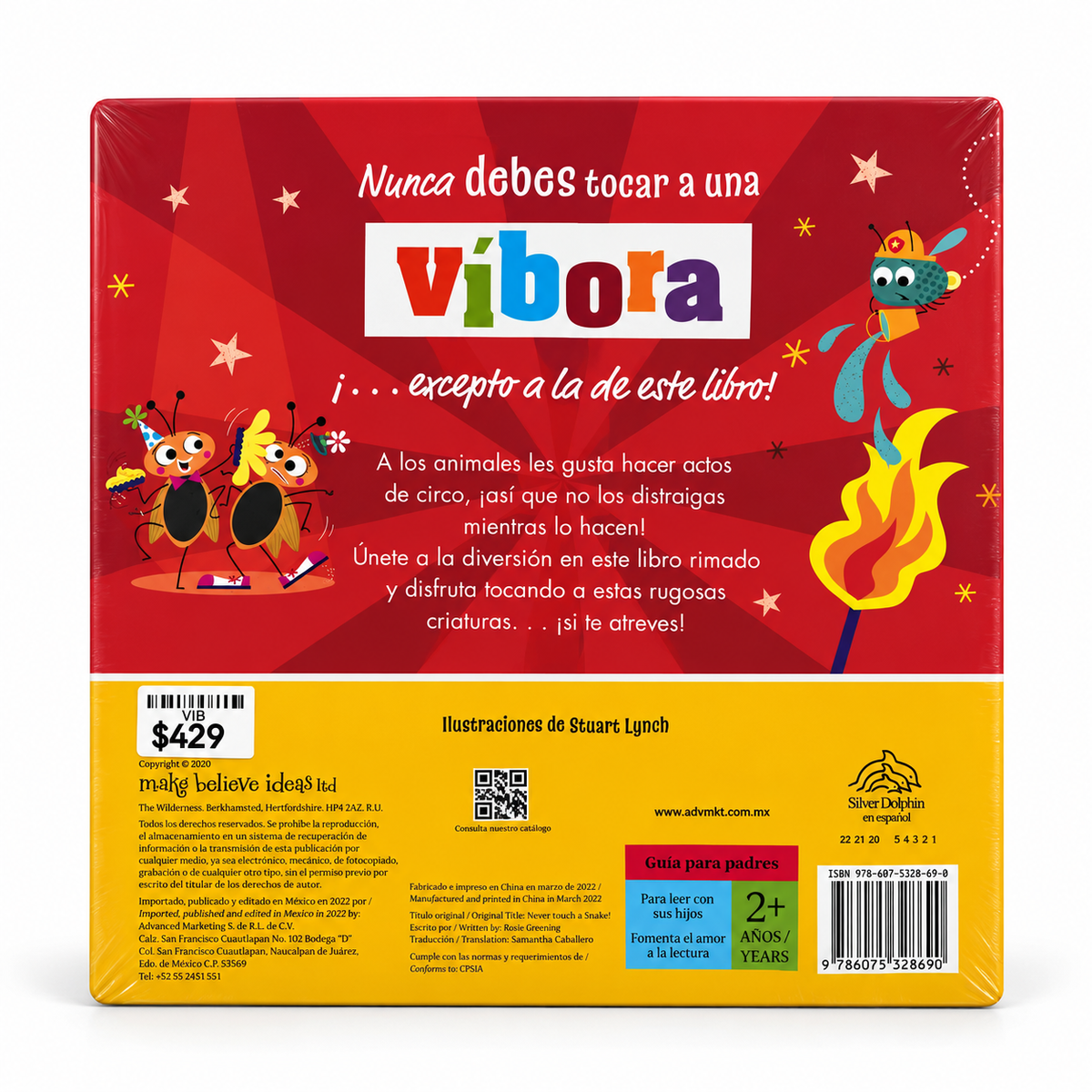 Contraportada del libro sensorial ¡Nunca toques a una víbora!