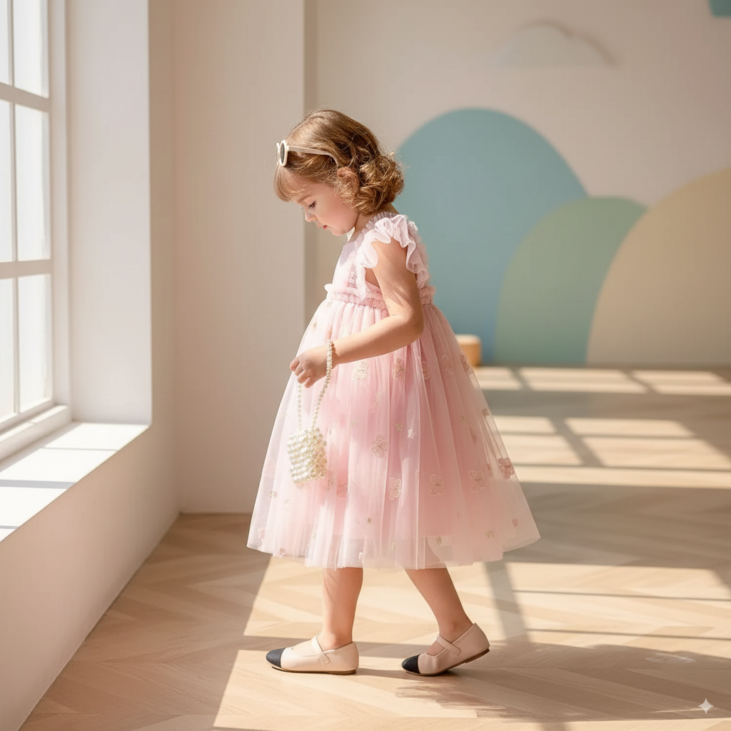 Vestido tul rosa mariposa