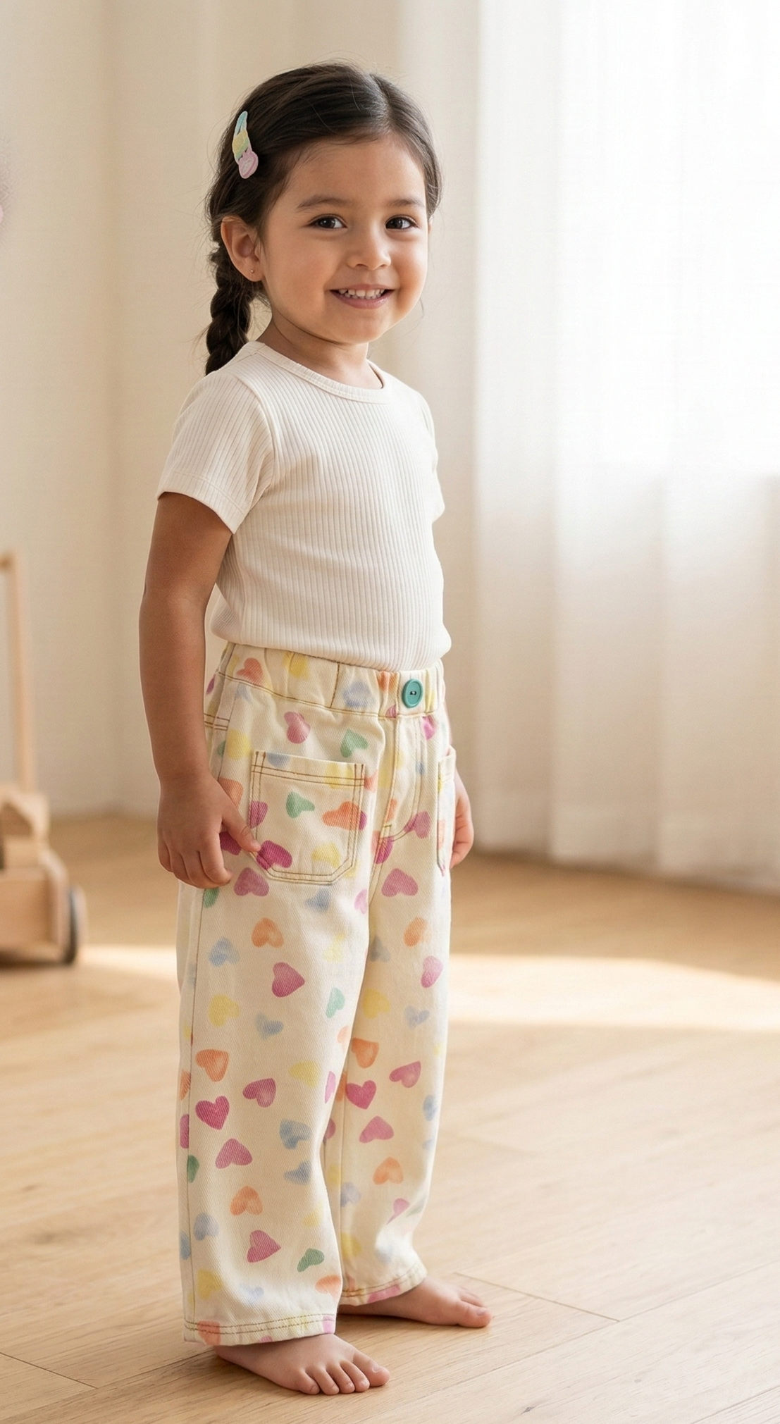 Pantalón de Mezclilla con Corazones