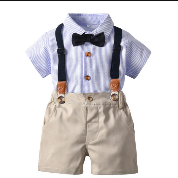 Conjunto de tirantes con camisa azul