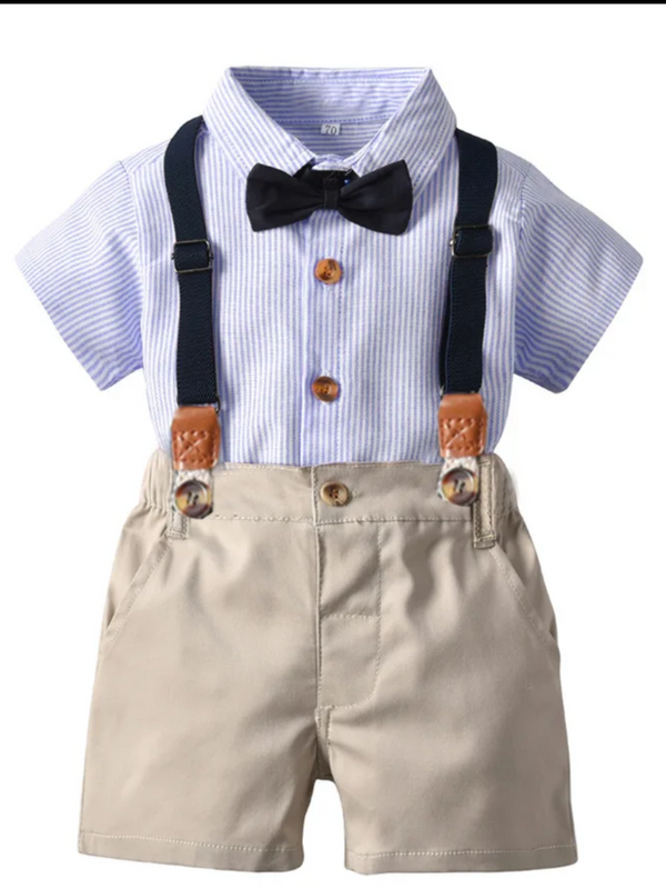 Conjunto de tirantes con camisa azul