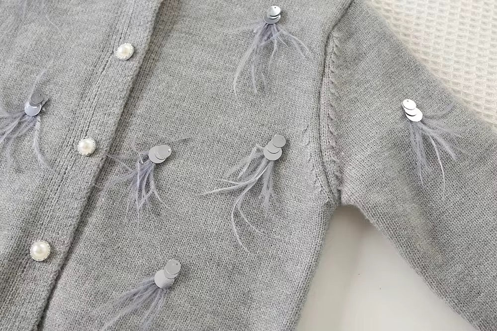 Conjunto gris lentejuela