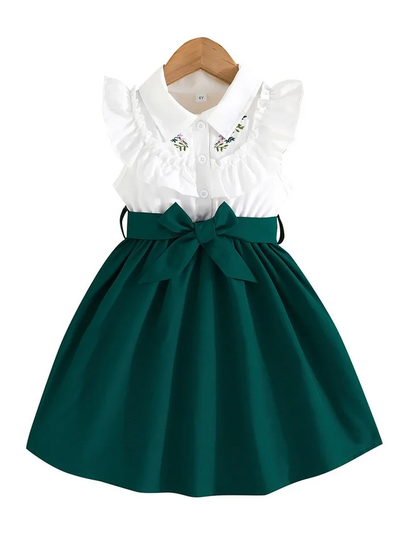 Vestido verde con blanco