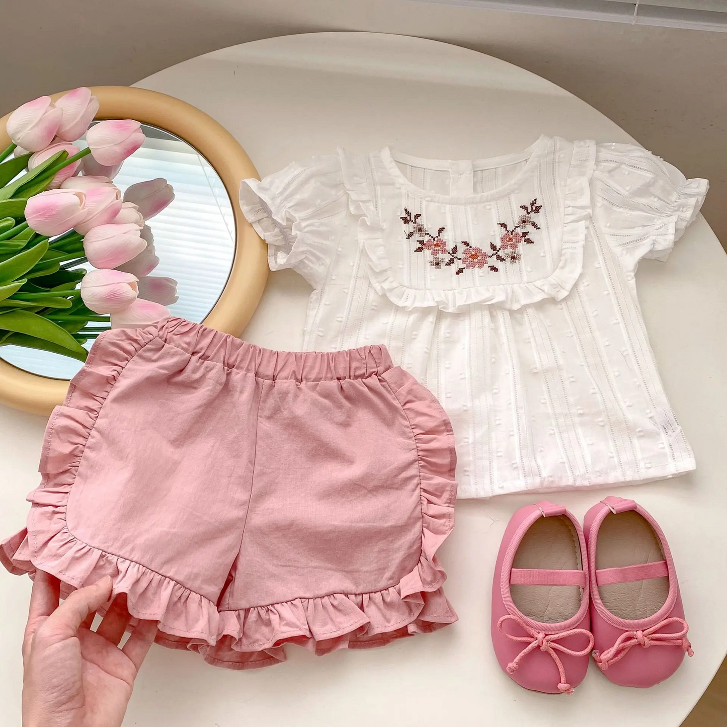 Conjunto Rosa Bordado