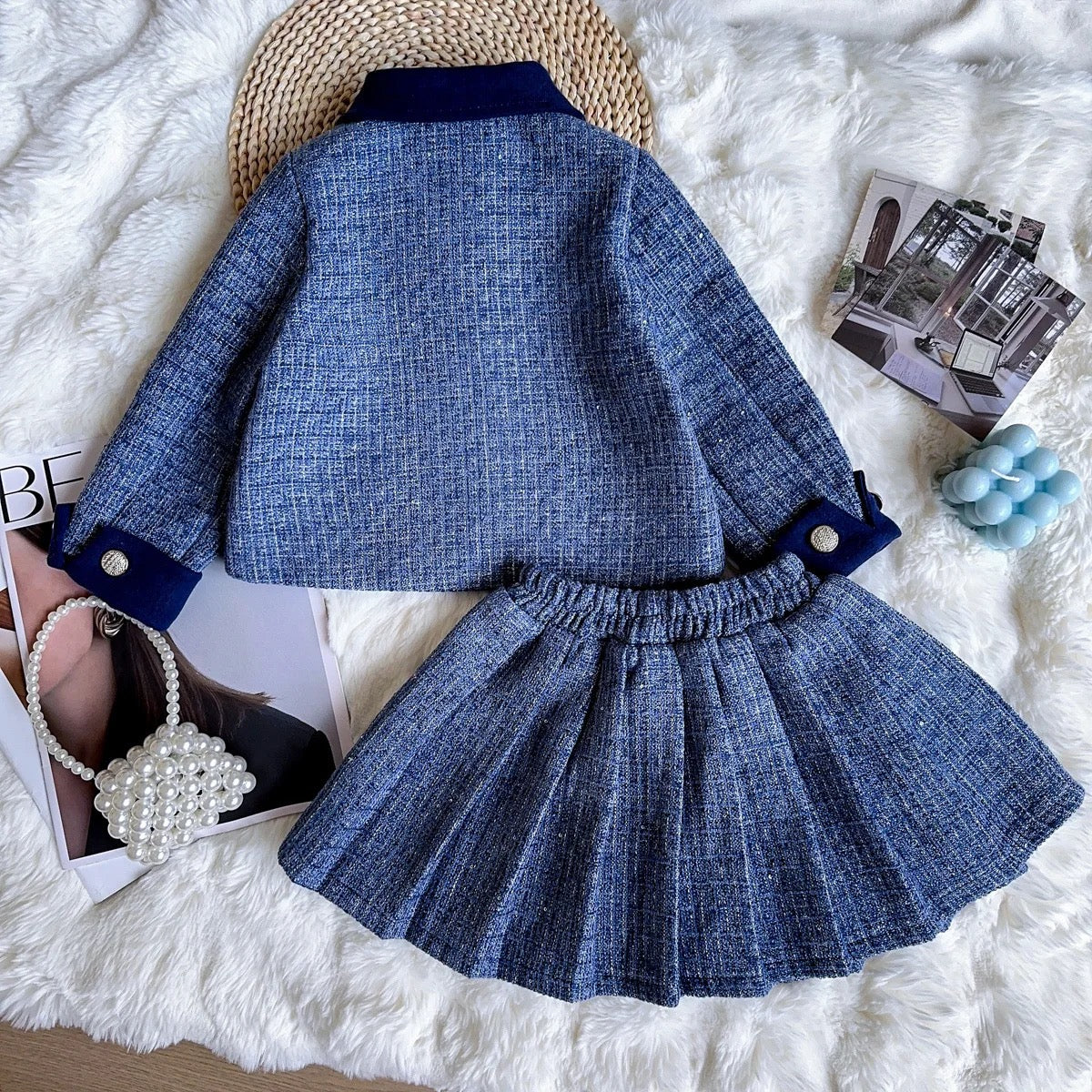 Conjunto azul falda y saco