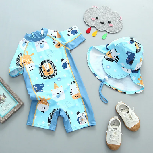 Traje de baño animales azul