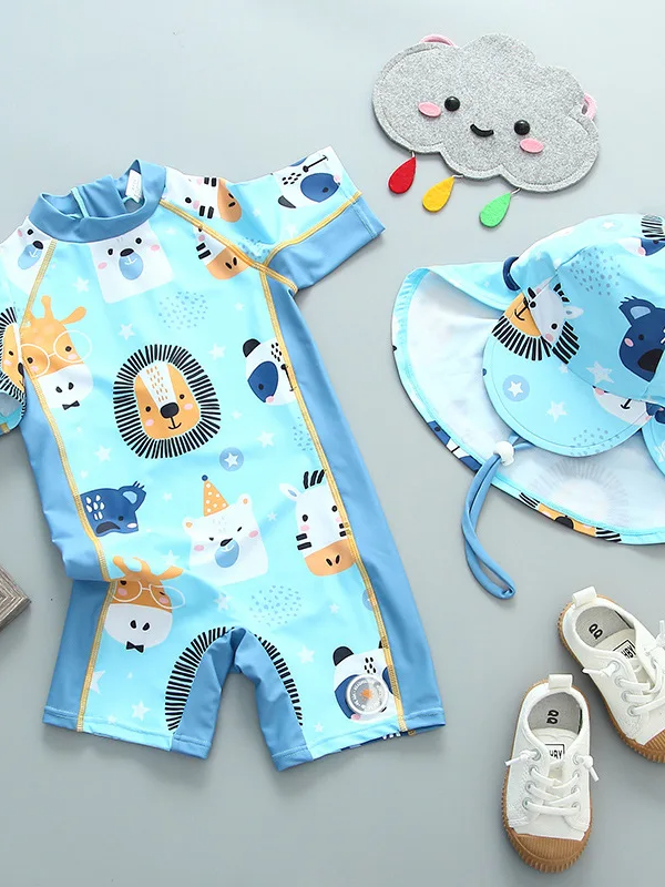 Traje de baño animales azul