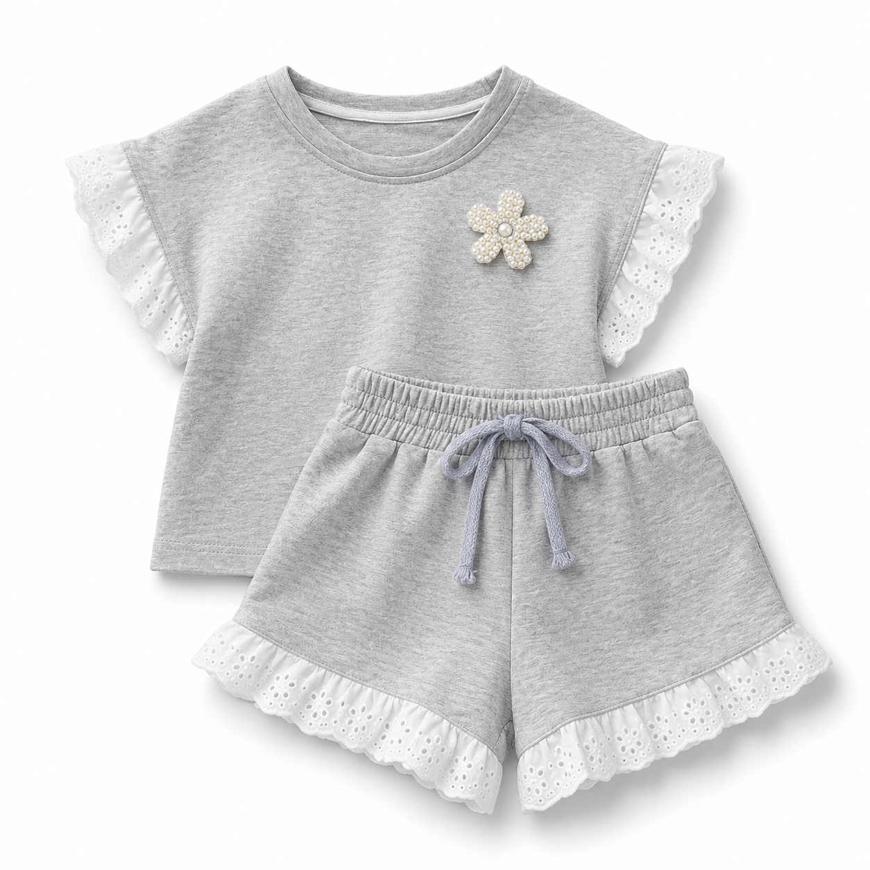 Conjunto gris flor