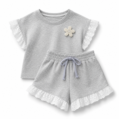 Conjunto gris flor
