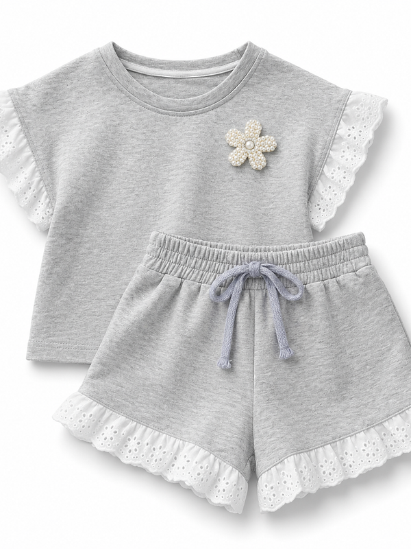 Conjunto gris flor