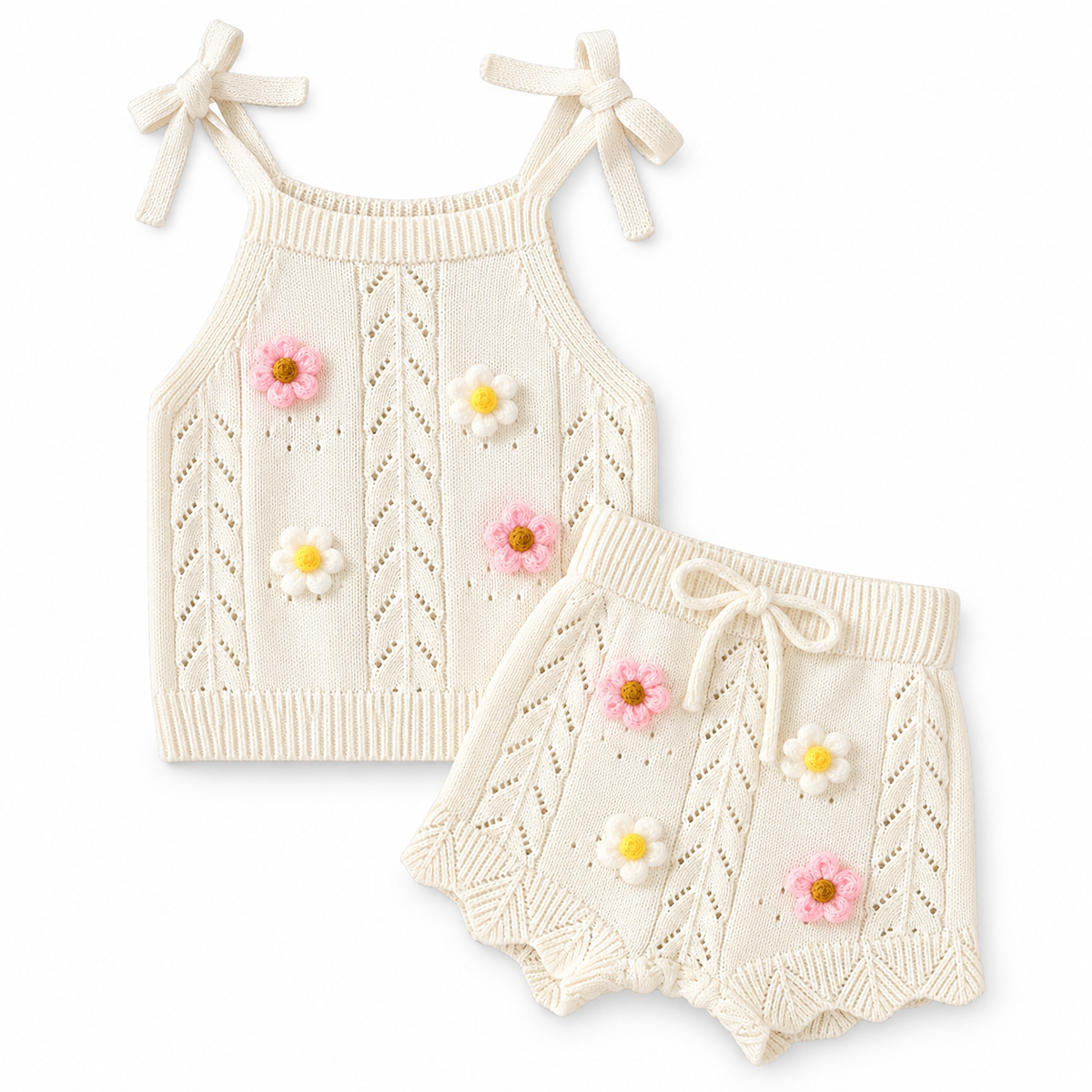 Conjunto Tejido Flores Dulces
