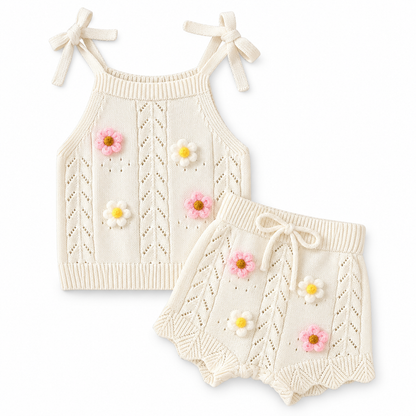 Conjunto Tejido Flores Dulces