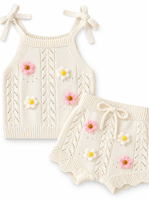 Conjunto Tejido Flores Dulces