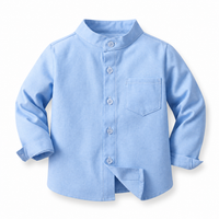 Camisa Azul de Algodón Manga Larga