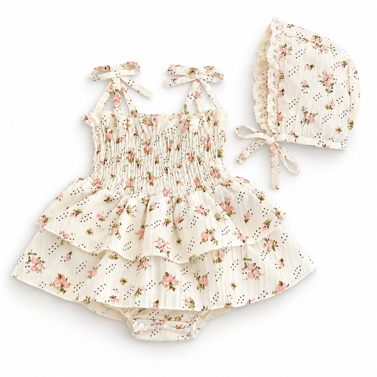 Pañalero Floral Amelia + Gorrito
