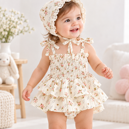 Pañalero Floral Amelia + Gorrito
