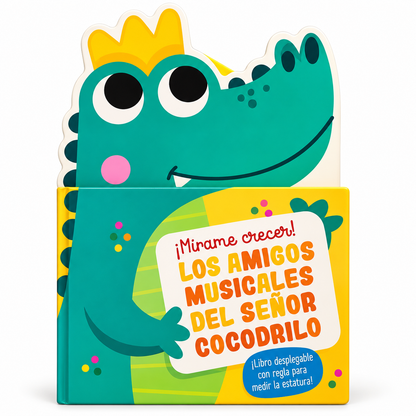 Portada del libro infantil Cocodrilo Musical con forma de cocodrilo