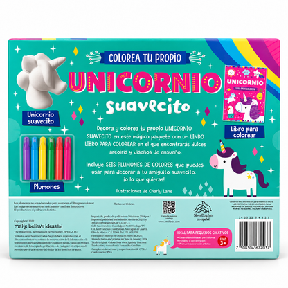 Parte trasera del kit Decora tu Unicornio con plumones