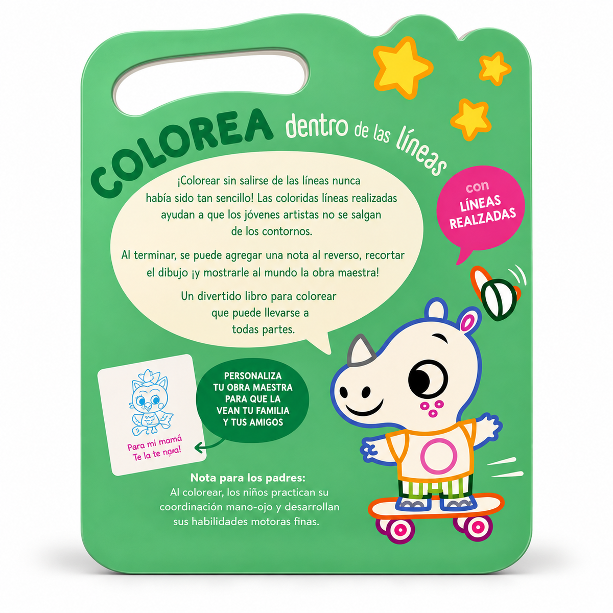Contraportada del libro para colorear con líneas realzadas