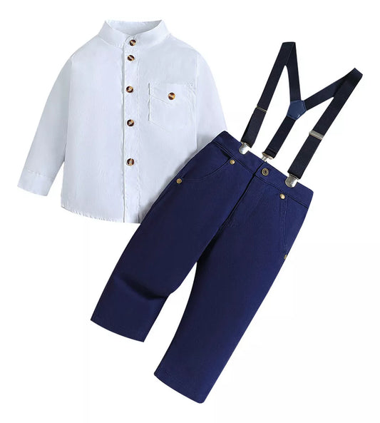 Conjunto tirantes camisa blanca