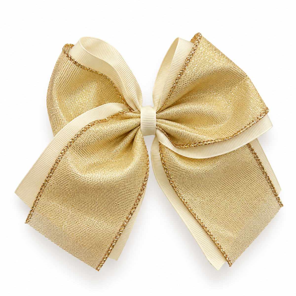 Moño coletero brillante para niña color beige con dorado - BABYELLOW