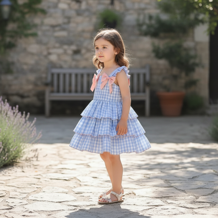 Vestido de cuadros con moñitos