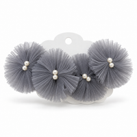Moños Flor de Tul con Perlas