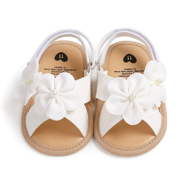 Sandalias bebe blancos flores