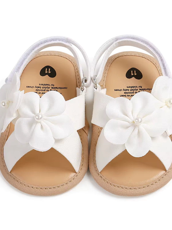 Sandalias bebe blancos flores