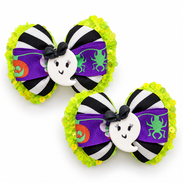 Set de 2 Moños Halloween para Niña – Fantasma y Jack