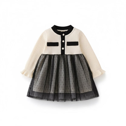 Vestido beige con negro