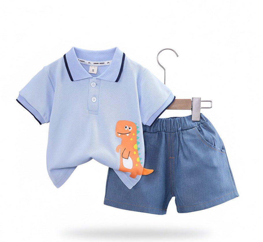 Conjunto dino polo azul