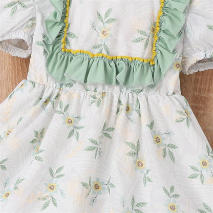 Vestido blanco con flores verdes