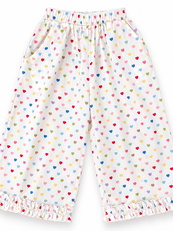 Pantalón de Algodón para Niña – Corazones Multicolor