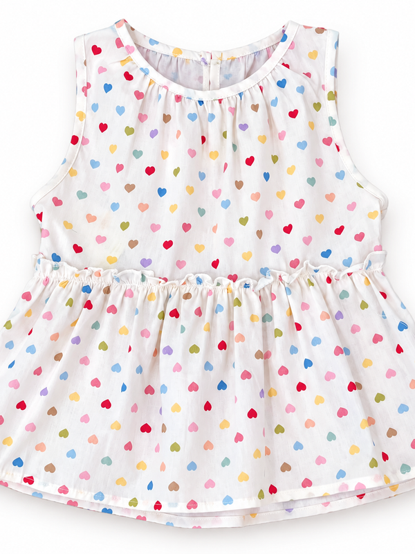 Blusa de Algodón para Niña – Corazones Multicolor
