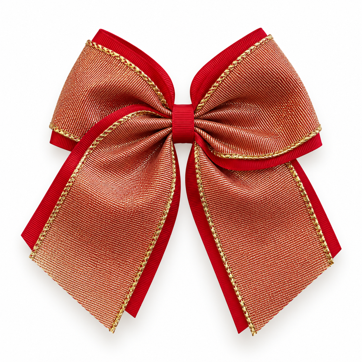 Moño coletero brillante para niña color rojo con dorado - BABYELLOW