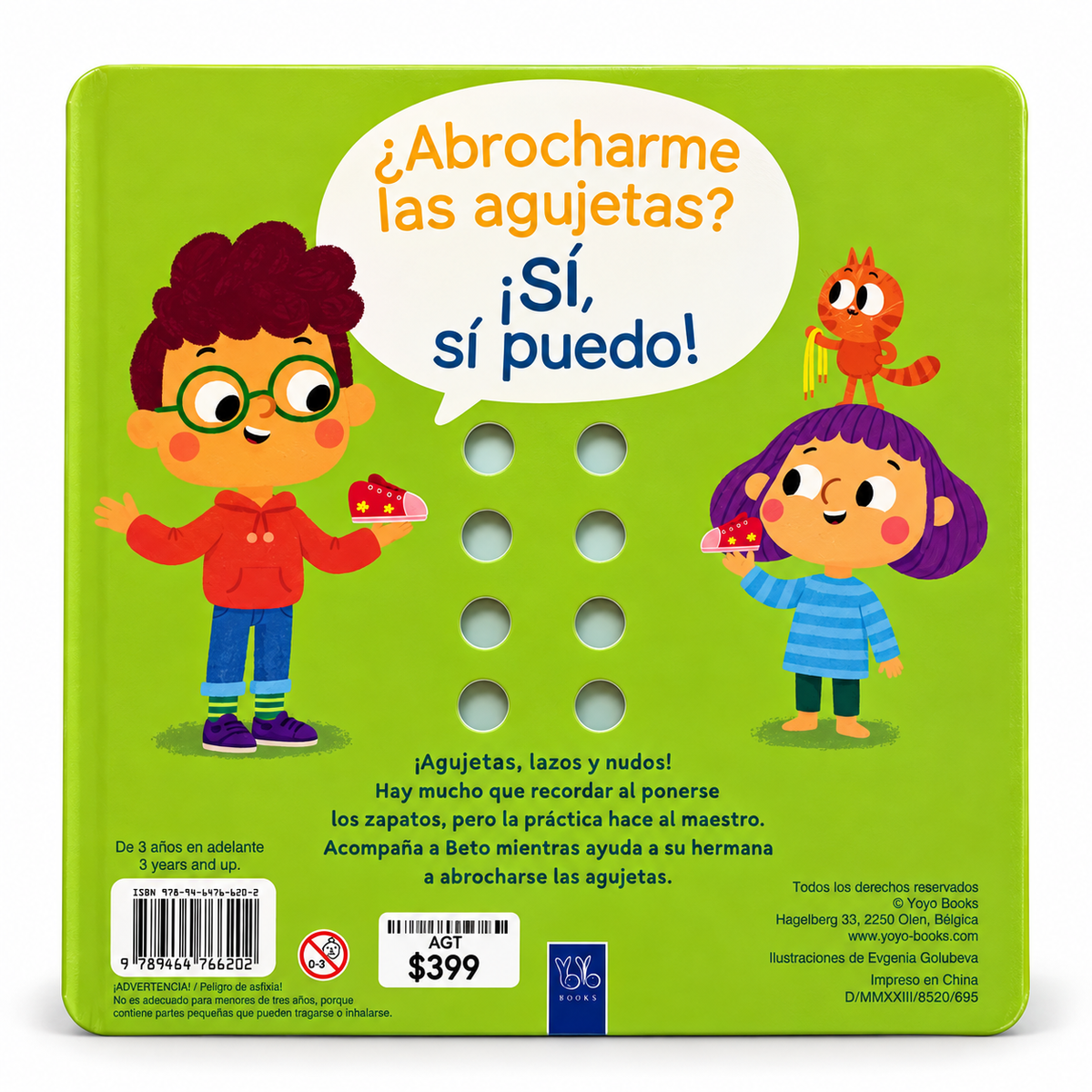 Contraportada del libro para aprender a amarrar agujetas con ojillos
