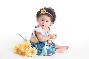 Conjunto azul flores