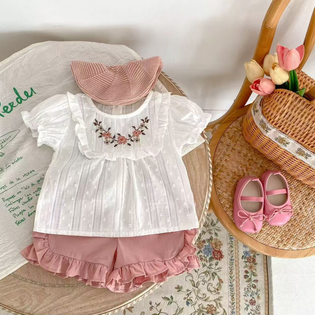 Conjunto Rosa Bordado