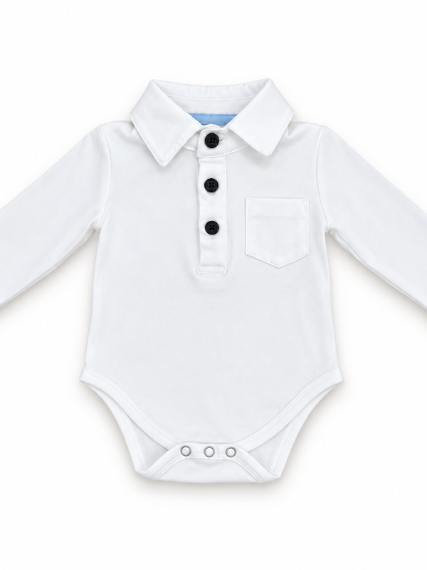 Pañalero Polo Blanco 100% Algodón para Bebé