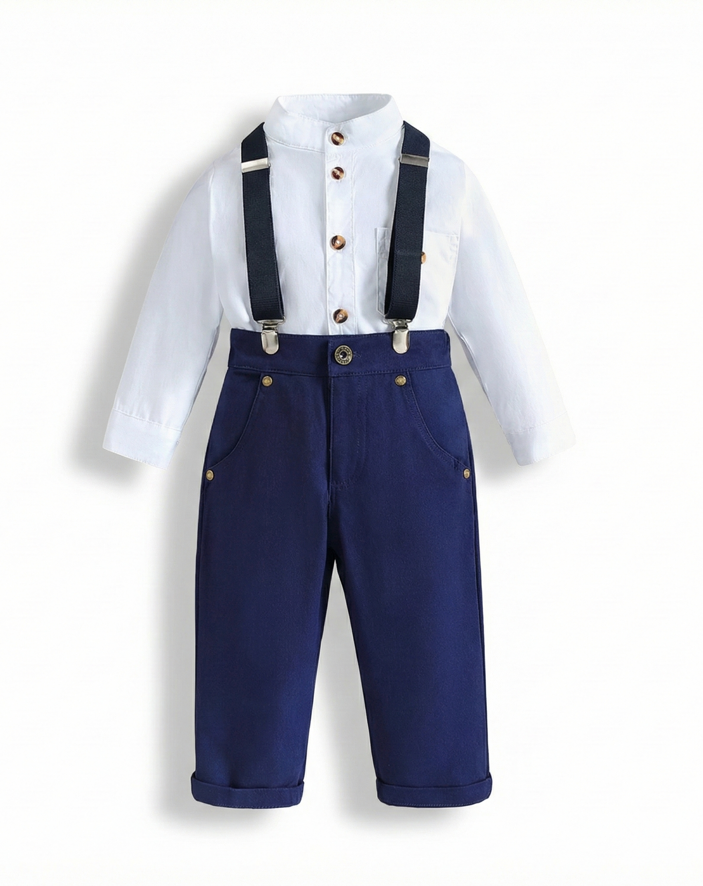 Conjunto tirantes camisa blanca