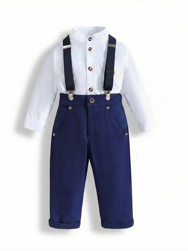 Conjunto tirantes camisa blanca