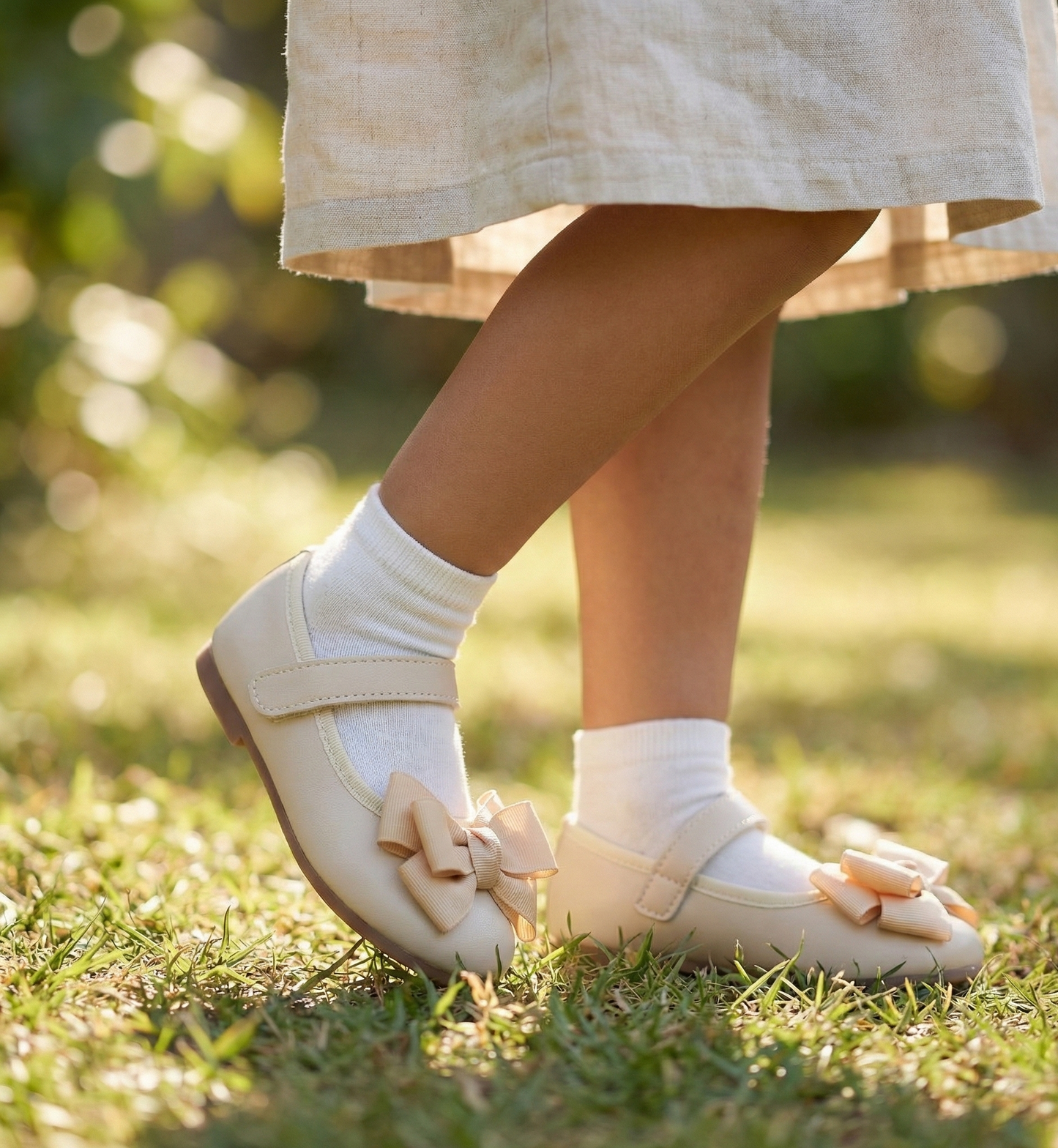 Zapatito beige con moño