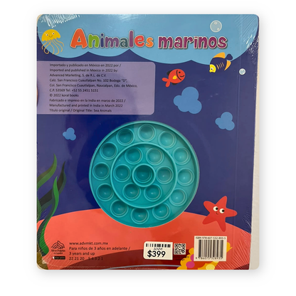 Contraportada del libro sensorial Animales Marinos