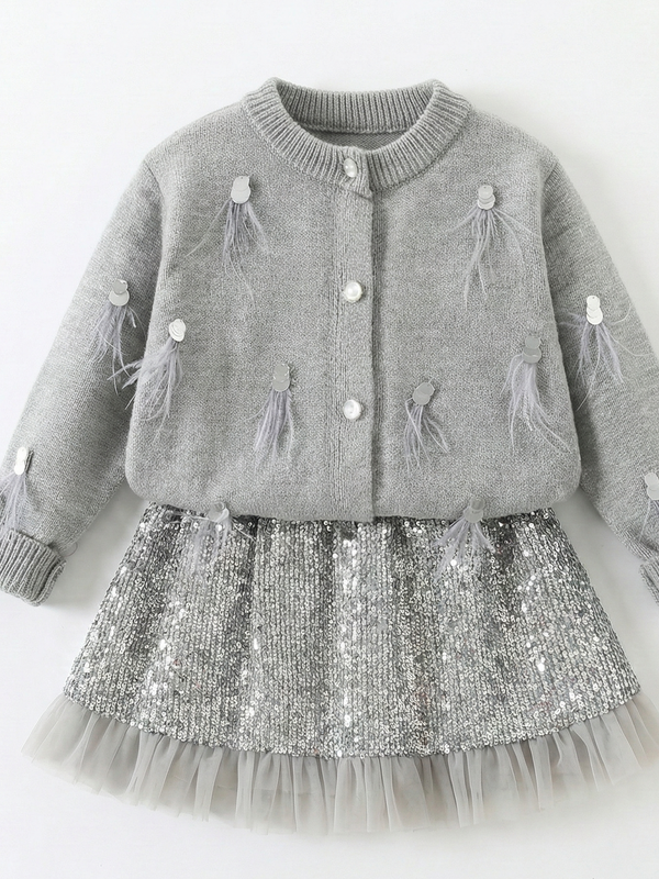 Conjunto gris lentejuela