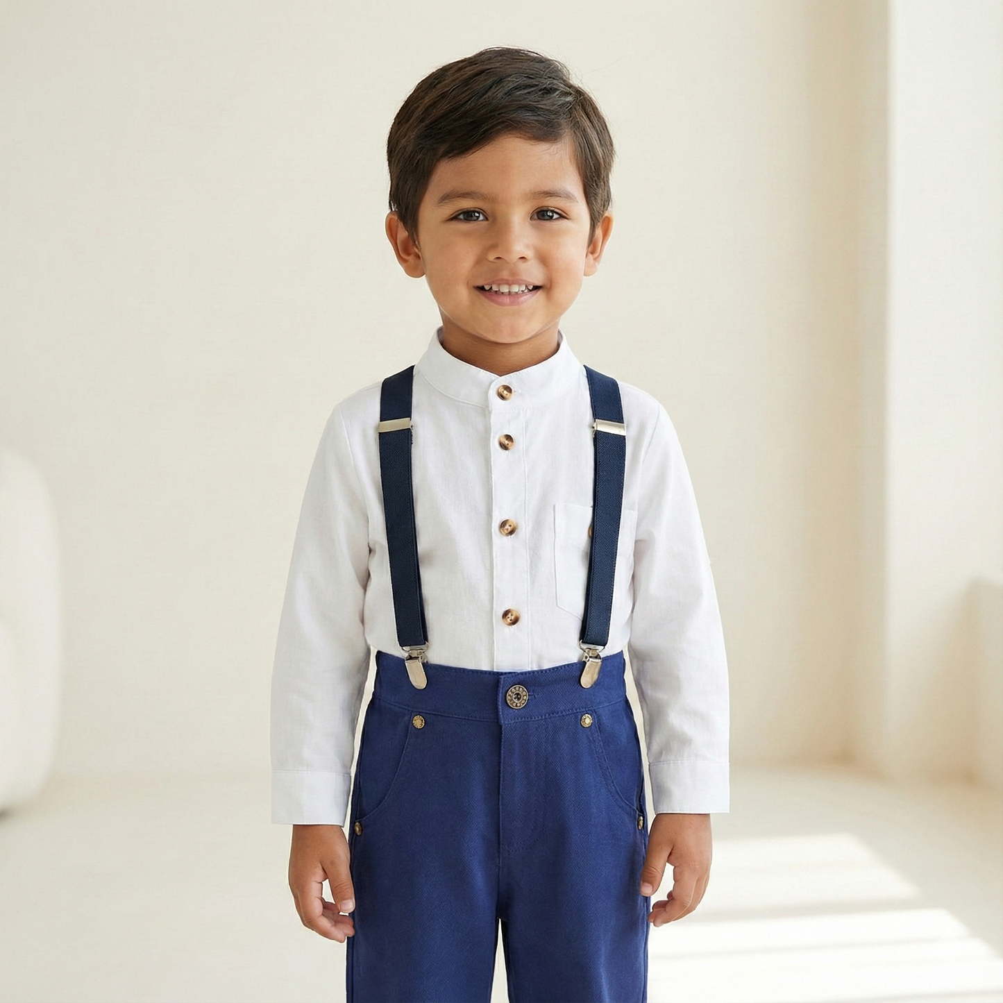 Conjunto tirantes camisa blanca